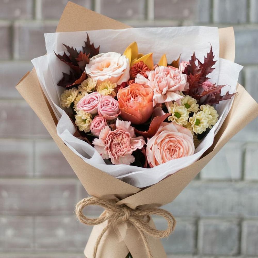 Букет цветов из: Гвоздики, Хризантемы и Розы в Гороховце