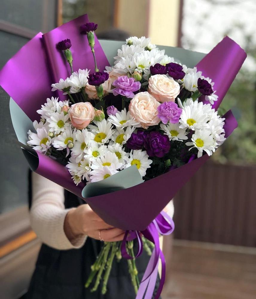 Букет цветов из: Хризантемы, Гвоздики и Розы в Гороховце