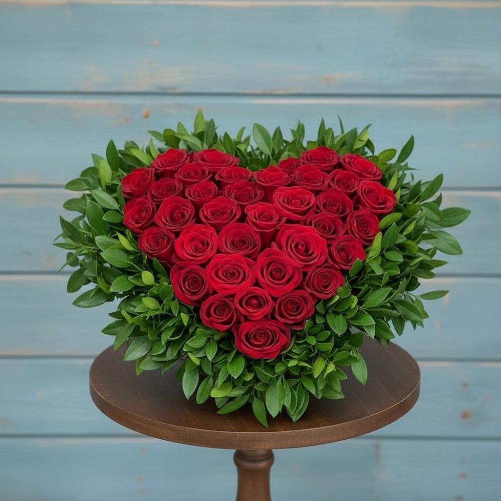 Цветочная композиция из Розы в виде сердца в Гороховце