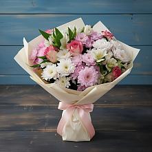 Букет цветов из:  Хризантемы, Альстромерии и Розы #REPLACE_PRED# Гороховце